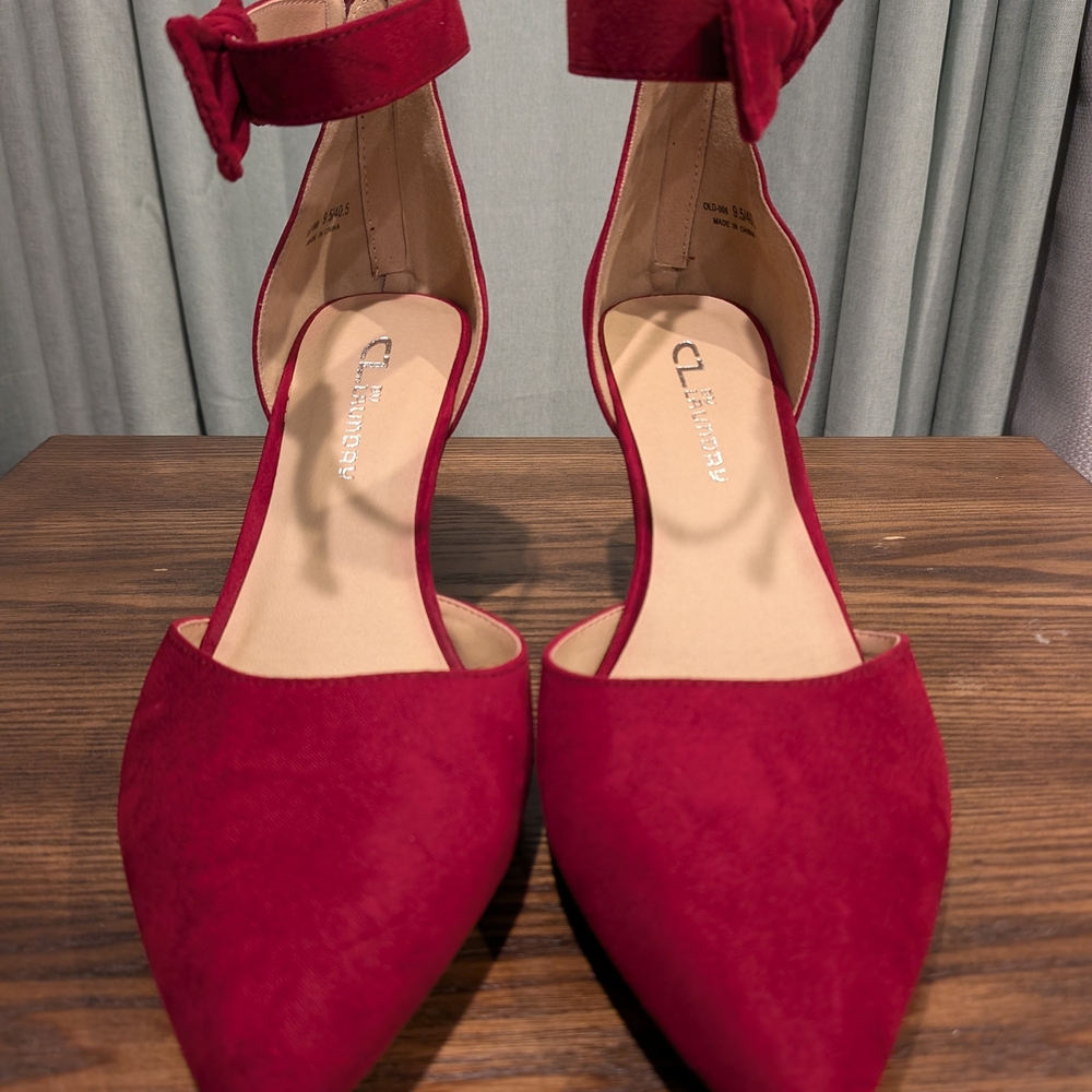 CL by Laundry Women's Red Ankle Strap Heels
